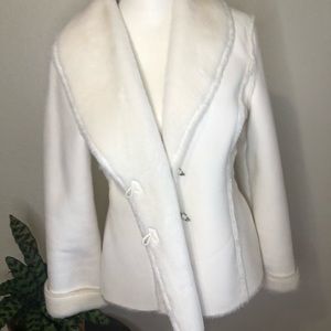 White House Black Market suede and faux fur jacket